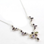 Pure silver multicolor stone necklace